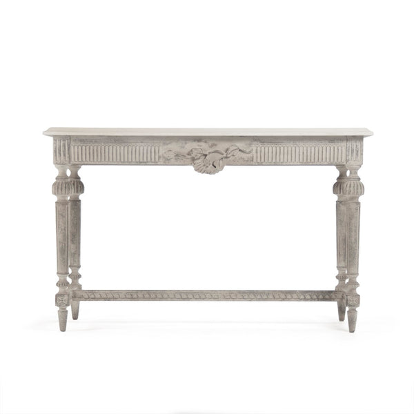 Zentique Moses Console Table - Elegant Birch White Top With Distressed Grey Base For Rustic Home Decor Charm White Top,Distressed Grey Base Birch Li-s13-30-18