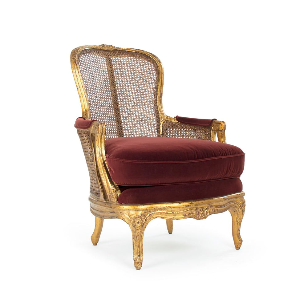 Zentique Aida Club Chair - Luxurious Red Wine Velvet With Gold Leaf Detail For Elegant Living Room Style Gold Leaf Birch,Red Wine Velvet Birch,Velvet Li-s14-11-94