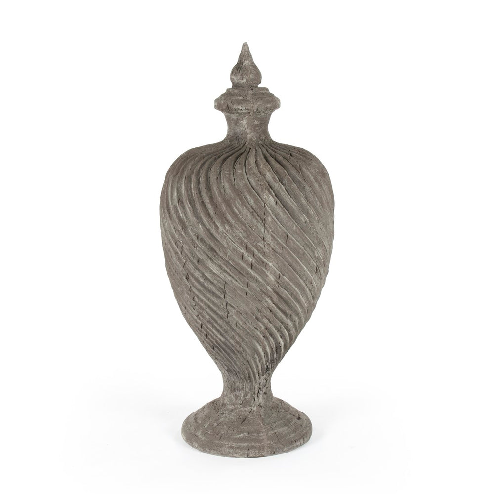 Zentique Julius Finial Urn - Elegant Distressed Grey Fiberglass Accent For Indoor/Outdoor Decor & Style Distressed Grey Fiberglass Li-s14-29-05