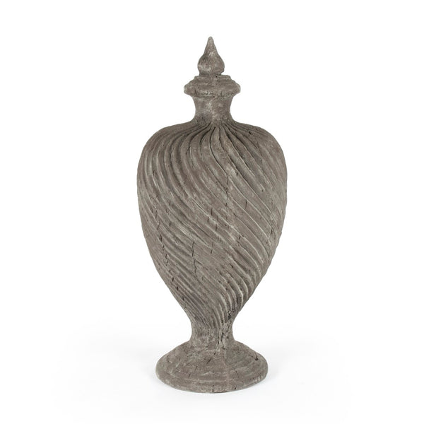 Zentique Julius Finial Urn - Elegant Distressed Grey Fiberglass Accent For Indoor/Outdoor Decor & Style Distressed Grey Fiberglass Li-s14-29-05