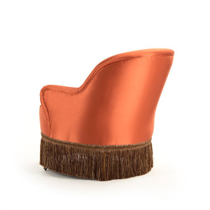 Zentique Alleffra Chair - Elegant Orange Silk Upholstered Design With Durable Pine Frame & Smooth Casters Orange Silk Pine,Birch,Metal Casters Li-s15-11-102
