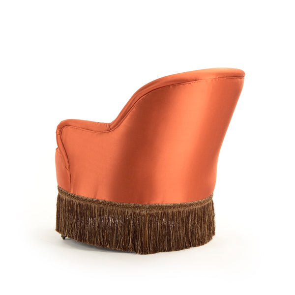 Zentique Alleffra Chair - Elegant Orange Silk Upholstered Design With Durable Pine Frame & Smooth Casters Orange Silk Pine,Birch,Metal Casters Li-s15-11-102