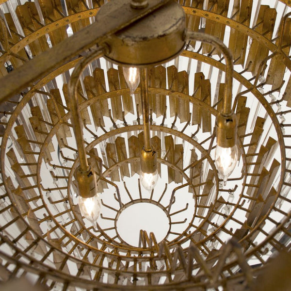 Zentique Crystal 3-Tier Chandelier — Polished Metal Frame with Faceted Crystals for Dining, Foyer Glamour LI-S16-05-291