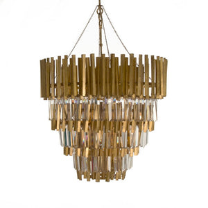 Zentique Crystal 3-Tier Chandelier — Polished Metal Frame with Faceted Crystals for Dining, Foyer Glamour LI-S16-05-291