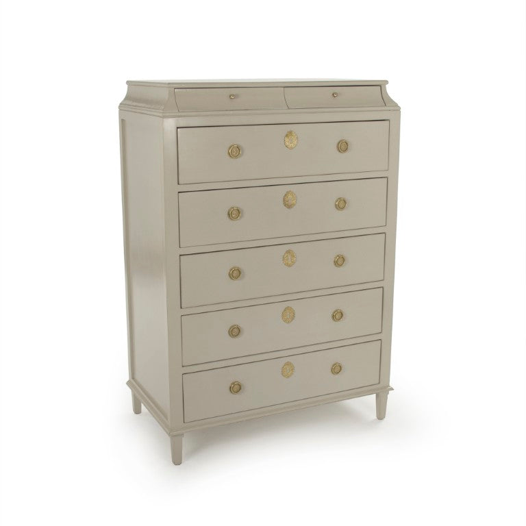 Zentique Anjelica Dresser — Tall Beech Veneer Chest with Spacious Drawers, Warm Natural Finish, Space-Saving Elegance LI-S17-24-65