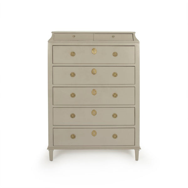 Zentique Anjelica Dresser — Tall Beech Veneer Chest with Spacious Drawers, Warm Natural Finish, Space-Saving Elegance LI-S17-24-65