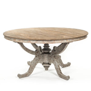 Zentique Provence Square Dining Table with Weathered Finish, Solid Frame, Seats 4–6, Rustic French Charm — Durable Elegance LI-S8-25-01