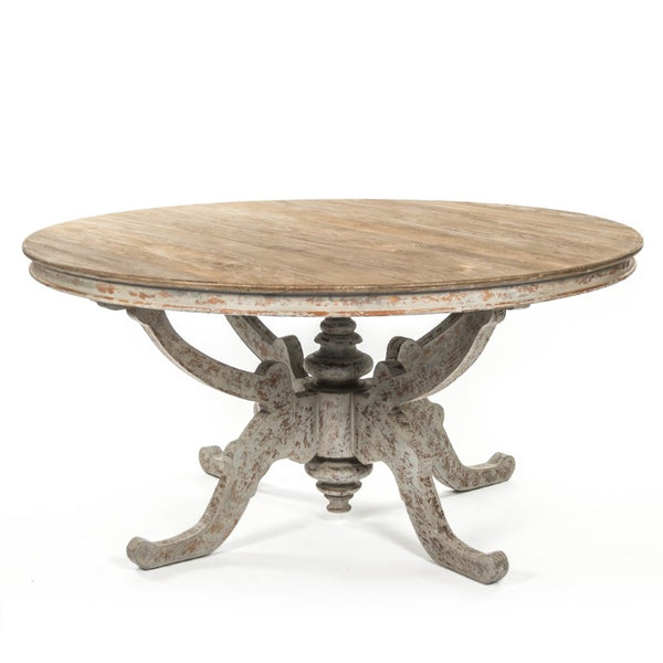 Zentique Provence Square Dining Table with Weathered Finish, Solid Frame, Seats 4–6, Rustic French Charm — Durable Elegance LI-S8-25-01