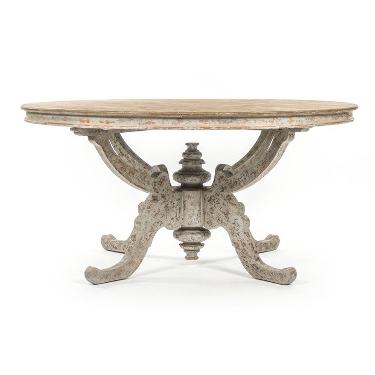 Zentique Provence Square Dining Table with Weathered Finish, Solid Frame, Seats 4–6, Rustic French Charm — Durable Elegance LI-S8-25-01