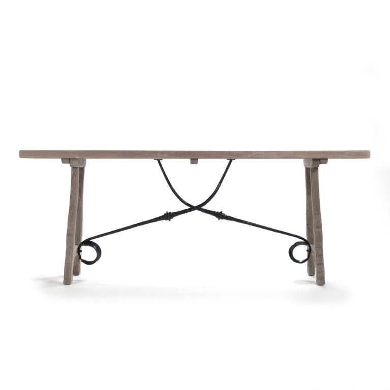Zentique Zurich Elm Console Table with Slim Profile, Solid & Veneered Elm, Warm Finish, Storage Surface LI-S8-26-04