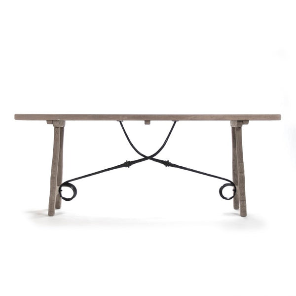 Zentique Zurich Elm Console Table with Slim Profile, Solid & Veneered Elm, Warm Finish, Storage Surface LI-S8-26-04