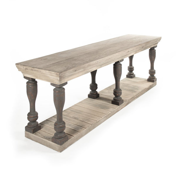 Bartek Console Weathered Top and Shelf, Dark Grey Legs LI-S8-26-08 Zentique