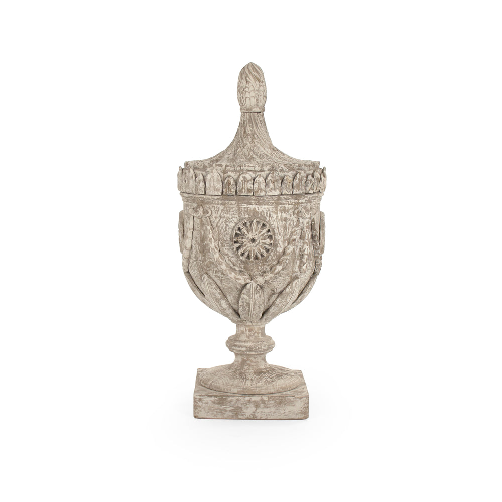 Lea Wooden Finial Urn Dry Natural Finish LI-S9-06-05 Zentique