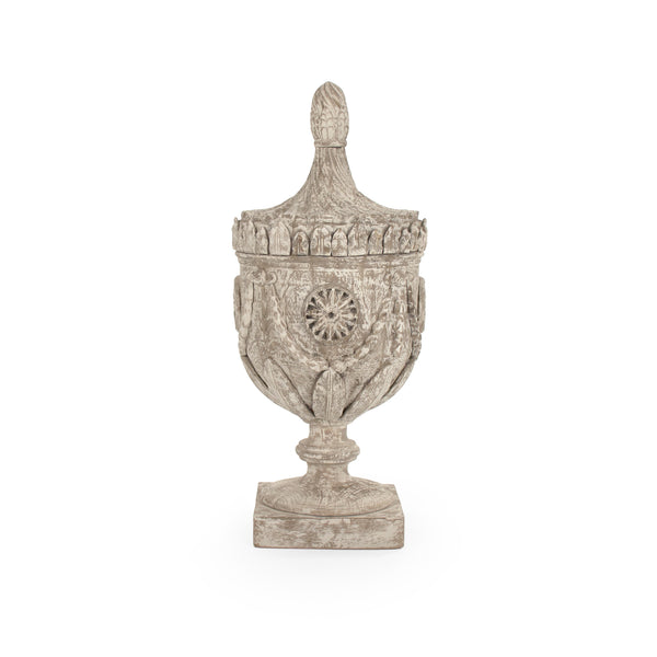 Lea Wooden Finial Urn (Antique White) Zentique