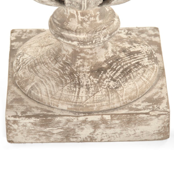 Zentique Lea Antique White Wooden Finial Urn – 29" Poplar Mantel Accent with Distressed Vintage Charm LI-S9-06-05 White