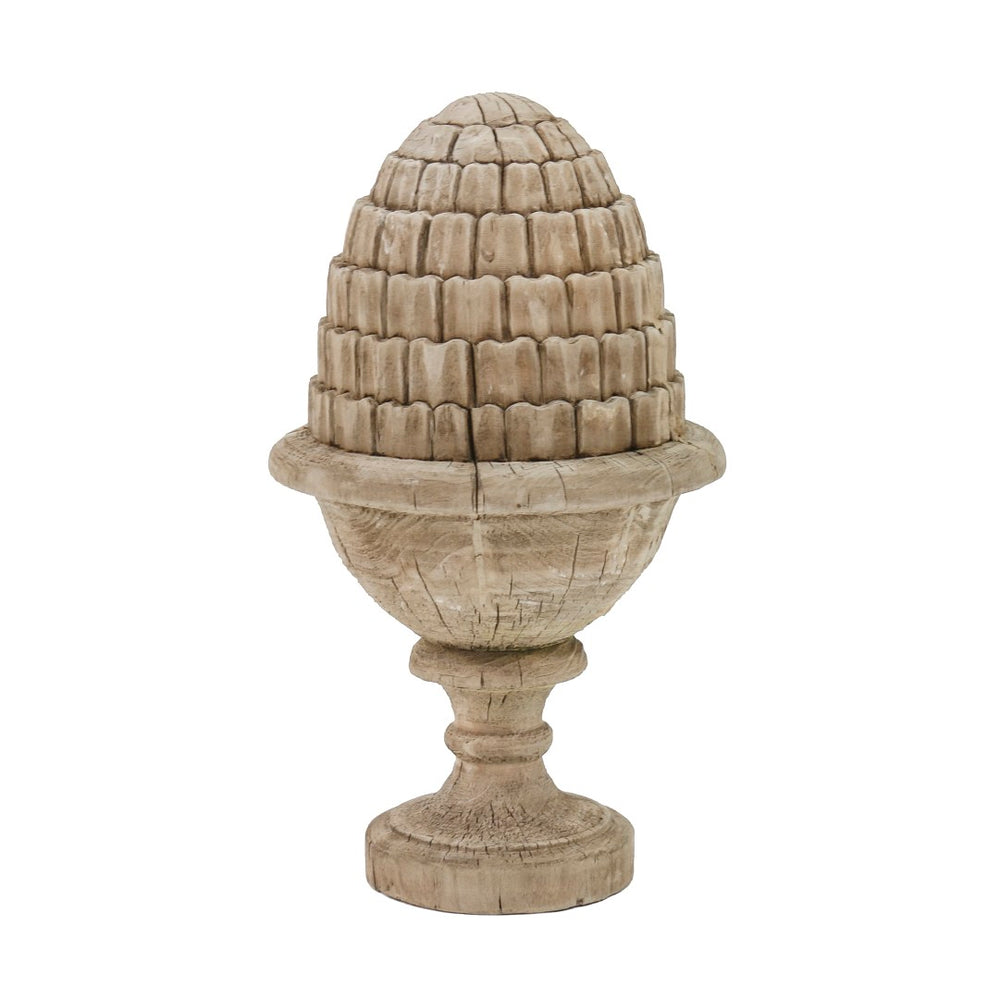 Zentique Lucus Wooden Finial Urn - Rustic Elegance For Home Decor, Unique Accent Piece For Any Space Dry Natural Finish Poplar Li-s9-06-06
