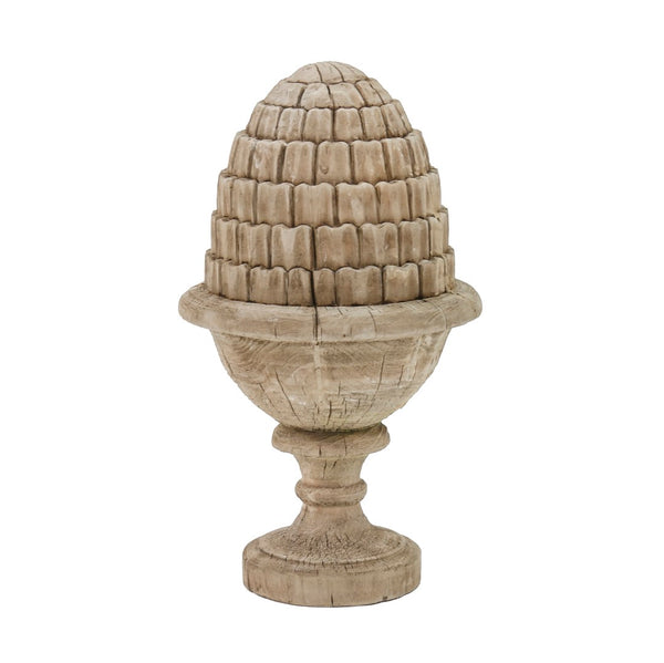 Zentique Lucus Wooden Finial Urn - Rustic Elegance For Home Decor, Unique Accent Piece For Any Space Dry Natural Finish Poplar Li-s9-06-06