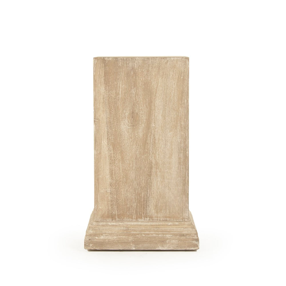 Zentique Cottage Wooden Stand – Rustic Elegance In Premium Tong Wood With White Wash Finish For Your Home Decor White Washed Tong Wood Li-s9-14-02 White