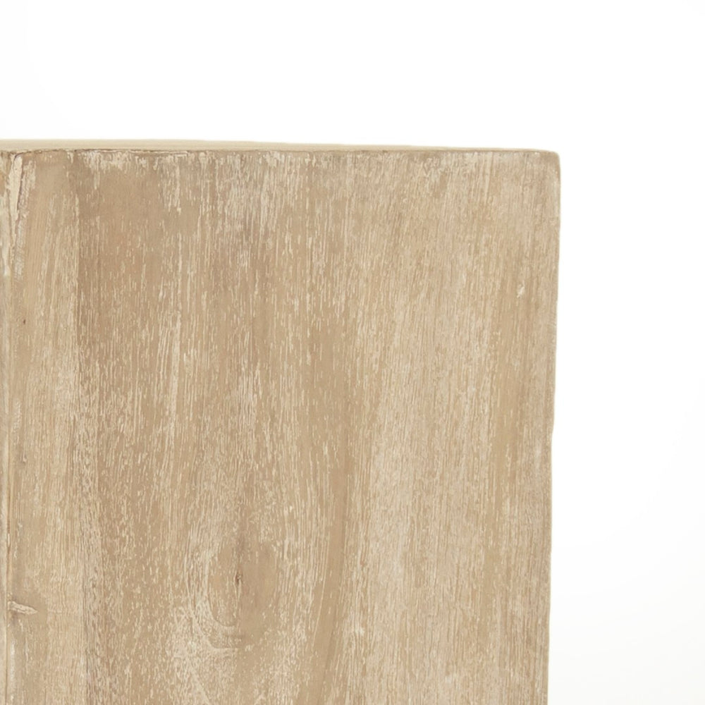 Zentique Cottage Wooden Stand – Rustic Elegance In Premium Tong Wood With White Wash Finish For Your Home Decor White Washed Tong Wood Li-s9-14-02 White