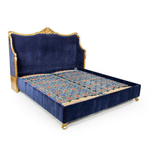 Zentique Georgia Queen Bed Spacious Velvet Upholstered Headboard, Birch Frame, No Box Spring Needed, Elegant Support LI-SH-99-18-S