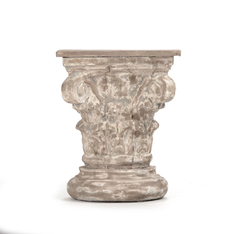Zentique Lan Classic Poplar Pedestal Stand 17.5"x22" — Solid Wood Plant Display Column, Sturdy Elegant Accent Piece LI-SH10-13-76