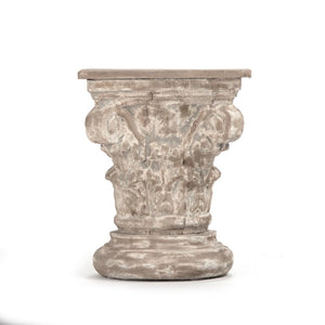 Zentique Lan Classic Poplar Pedestal Stand 17.5"x22" — Solid Wood Plant Display Column, Sturdy Elegant Accent Piece LI-SH10-13-76