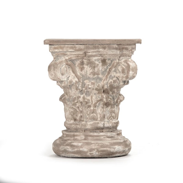 Zentique Lan Classic Poplar Pedestal Stand 17.5"x22" — Solid Wood Plant Display Column, Sturdy Elegant Accent Piece LI-SH10-13-76