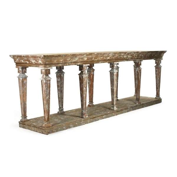 Zentique Colin Scandinavian Console Table - Solid Pine & Birch Accents, Slim Tapered Legs, Warm Finish for Entryway Decor LI-SH10-26-28