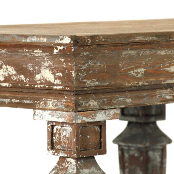 Zentique Colin Scandinavian Console Table - Solid Pine & Birch Accents, Slim Tapered Legs, Warm Finish for Entryway Decor LI-SH10-26-28