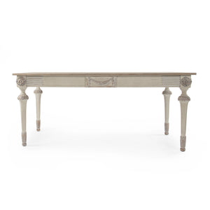 Bastian Dining Table Dry Natural Finish Top, Distressed Off-White LI-SH11-30-15 Zentique