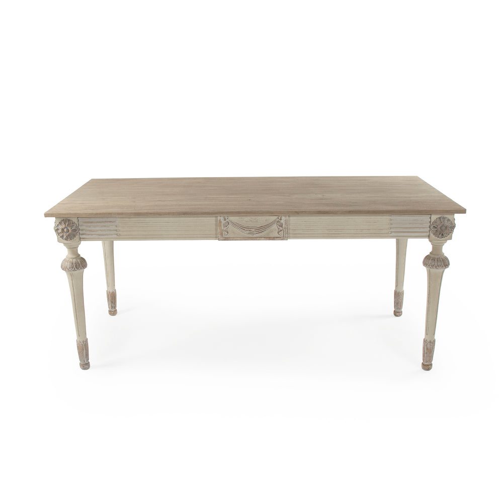 Bastian Dining Table Dry Natural Finish Top, Distressed Off-White LI-SH11-30-15 Zentique