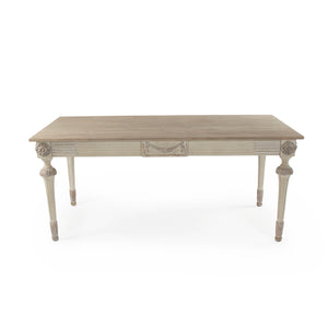 Bastian Dining Table Dry Natural Finish Top, Distressed Off-White LI-SH11-30-15 Zentique
