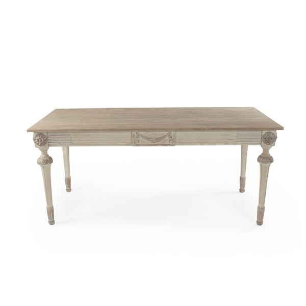 Bastian Dining Table Dry Natural Finish Top, Distressed Off-White LI-SH11-30-15 Zentique