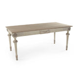Bastian Dining Table Dry Natural Finish Top, Distressed Off-White LI-SH11-30-15 Zentique