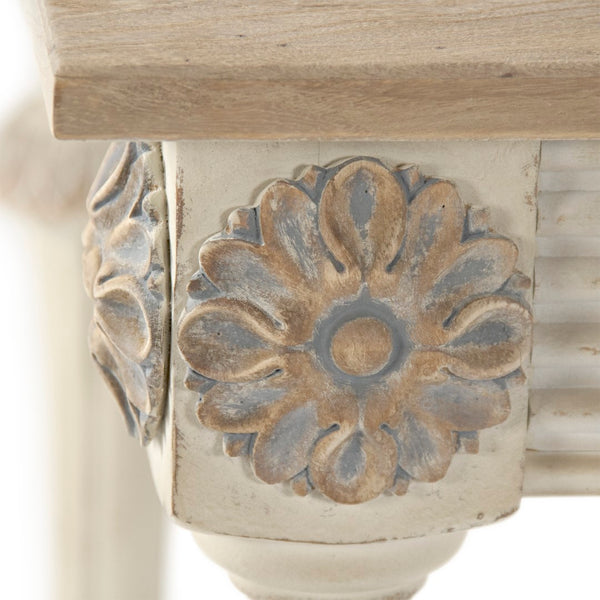 Bastian Dining Table Dry Natural Finish Top, Distressed Off-White LI-SH11-30-15 Zentique