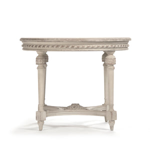 Bence Table Weathered Top, Distressed White Wash Base LI-SH12-13-82 Zentique