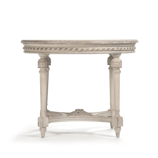 Bence Table Weathered Top, Distressed White Wash Base LI-SH12-13-82 Zentique