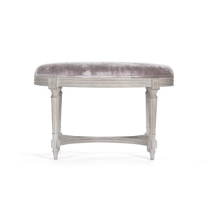 Vita Stool Distressed Off-White Birch, Grey-Lavender Velvet LI-SH12-18-86 Zentique