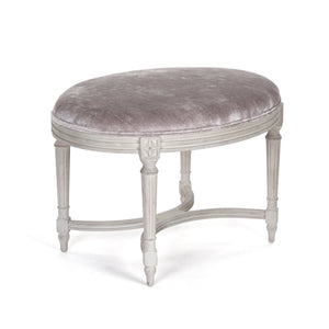 Vita Stool Distressed Off-White Birch, Grey-Lavender Velvet LI-SH12-18-86 Zentique