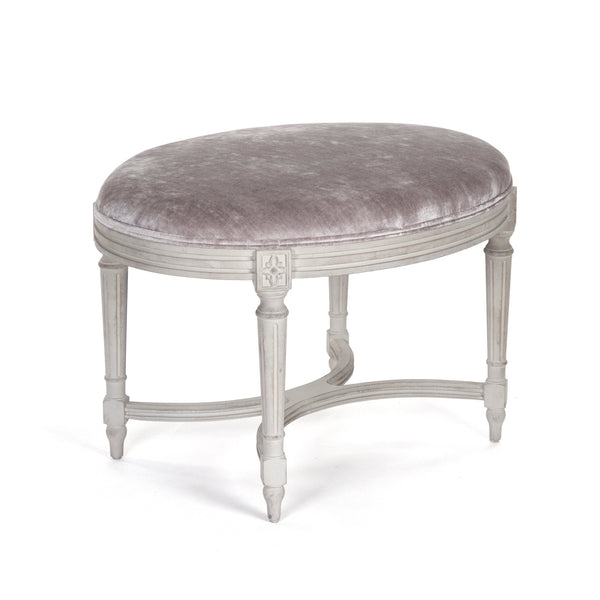 Vita Stool Distressed Off-White Birch, Grey-Lavender Velvet LI-SH12-18-86 Zentique