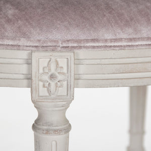 Vita Stool Distressed Off-White Birch, Grey-Lavender Velvet LI-SH12-18-86 Zentique