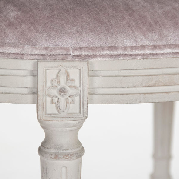 Vita Stool Distressed Off-White Birch, Grey-Lavender Velvet LI-SH12-18-86 Zentique