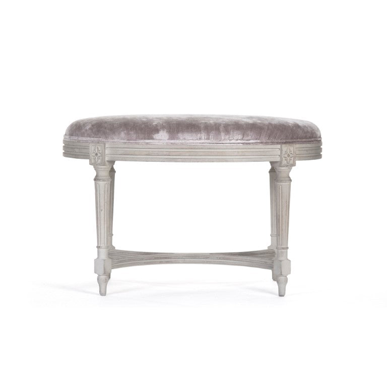 Zentique Vita Velvet Stool with Solid Birch Frame — Mid-Century Compact Seating, Plush Velvet, Multi-Use (31.5"W) LI-SH12-18-86