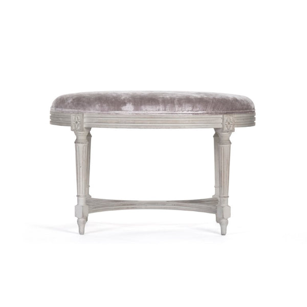 Zentique Vita Velvet Stool with Solid Birch Frame — Mid-Century Compact Seating, Plush Velvet, Multi-Use (31.5"W) LI-SH12-18-86