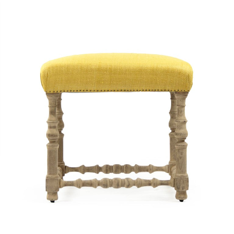 Zentique Jeanne Raw Silk Counter Stool — Natural Birch Frame, Ergonomic Curved Seat for Comfortable Modern Living LI-SH12-18-88A Counter Yellow