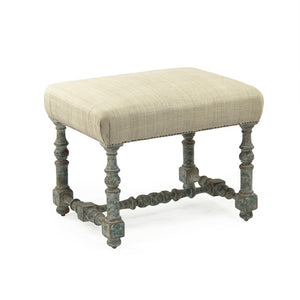 Zentique Giselle Birch Stool with Raw Silk Seat — Minimalist Vanity & Accent Seating, Tapered Legs, Neutral Finish LI-SH12-18-88A OGreen