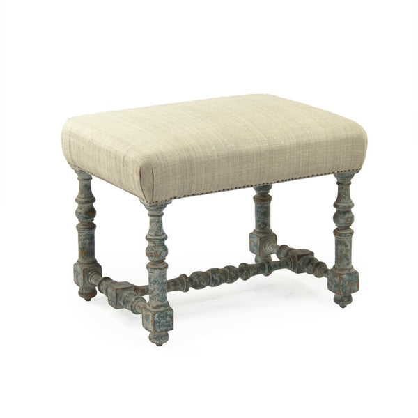 Zentique Giselle Birch Stool with Raw Silk Seat — Minimalist Vanity & Accent Seating, Tapered Legs, Neutral Finish LI-SH12-18-88A OGreen
