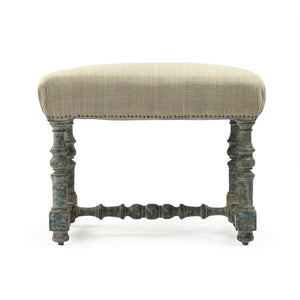 Zentique Giselle Birch Stool with Raw Silk Seat — Minimalist Vanity & Accent Seating, Tapered Legs, Neutral Finish LI-SH12-18-88A OGreen
