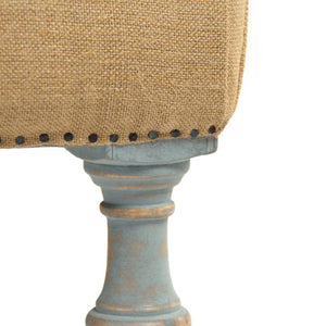 Zentique Jeanne Compact Birch Stool with Burlap Seat — Lightweight, Rustic Charm for Modern, Farmhouse & Vanity Use LI-SH12-18-88A Tan