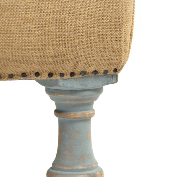 Zentique Jeanne Compact Birch Stool with Burlap Seat — Lightweight, Rustic Charm for Modern, Farmhouse & Vanity Use LI-SH12-18-88A Tan